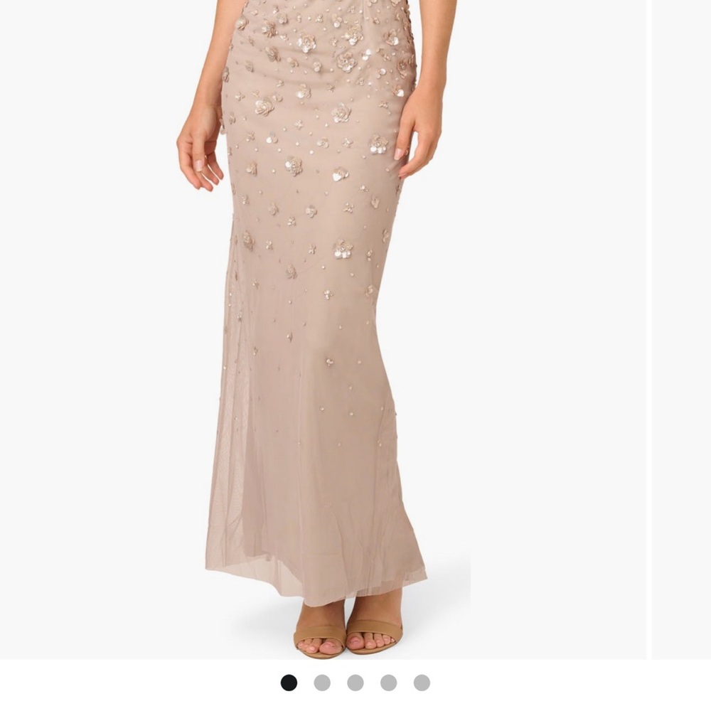 Adrianna Papell Taupe Embellished Maxi Skirt